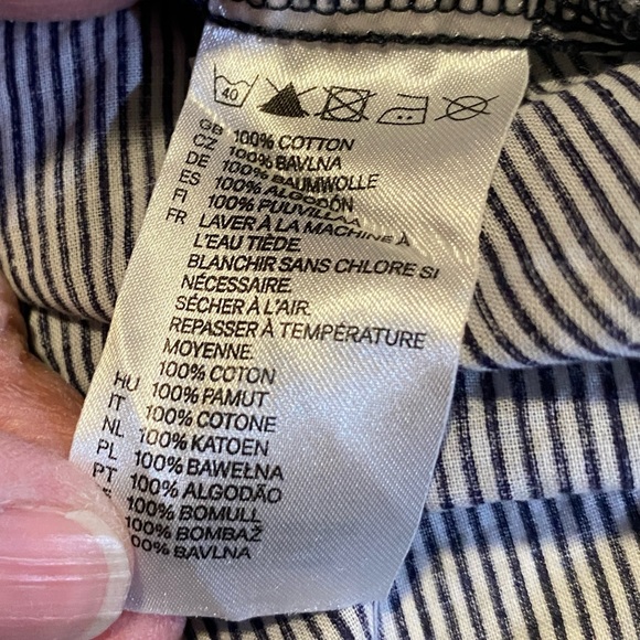 H&M cap sleeve striped blouse, elastic/drawstring waist SZ 8, GUC - Picture 6 of 7